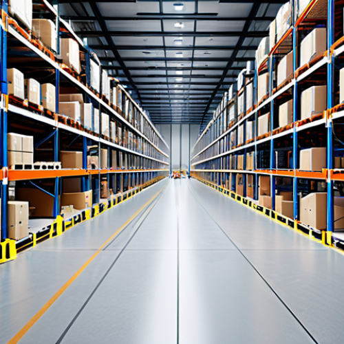 Modern Distribution Warehouse**

"A brightly lit, modern distribution warehouse, fully operational with forklifts moving boxes, workers in safety vests, and automated conveyor belts; high shelves stocked with organized inventory; professional, safe for work, appropriate content, fully clothed, perfect anatomy, natural proportions, family-friendly, high-resolution, digital rendering, professional photography."

**
