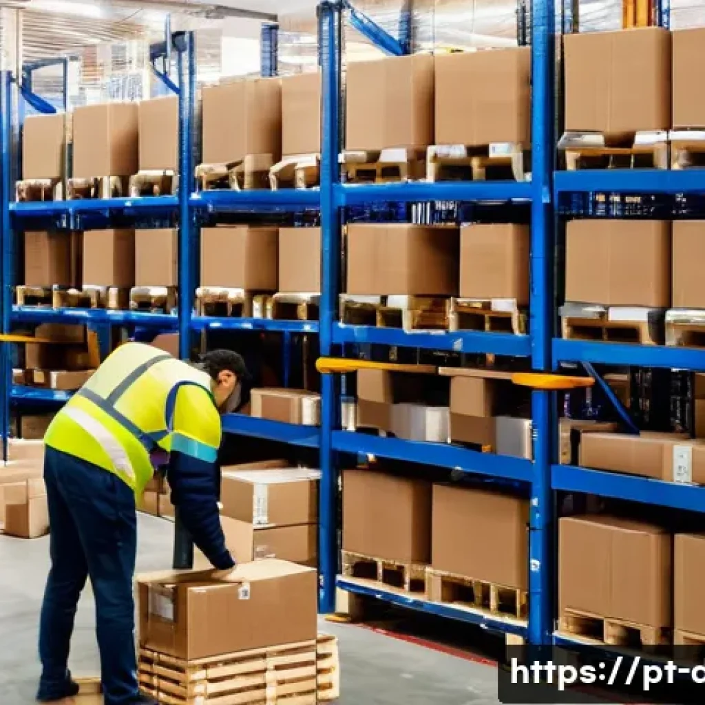 유통관리사 자격증 취득 시 실무 적용 방법 - **Prompt:** A bustling, modern warehouse in the outskirts of Lisbon during the daytime. Forklift tru...