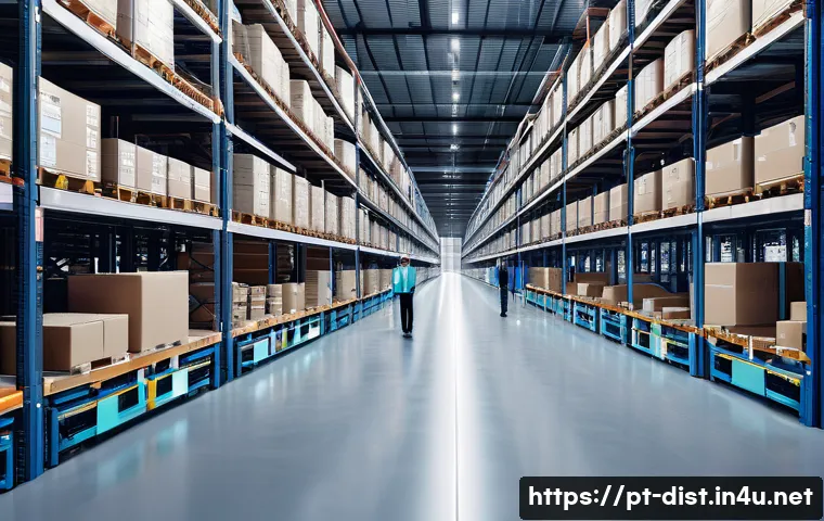 유통관리사 시험 과목별 중요 키워드 - **Prompt 1: Futuristic Automated Warehouse with Human Oversight**
    "A wide-angle shot inside a la...