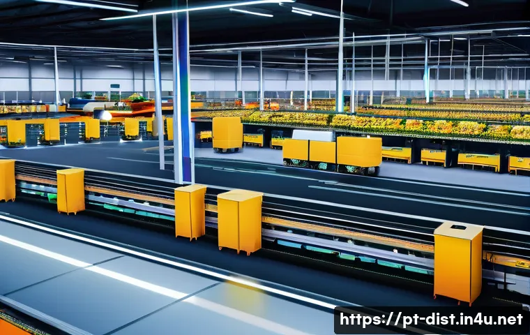 유통관리사와 유통업계 최신 동향 - A modern warehouse distribution center featuring advanced automation and artificial intelligence tec...