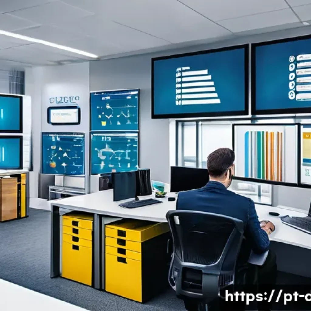 유통관리사 면접 준비 요령 - A professional office setting depicting a confident logistics manager in business casual attire, sit...