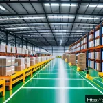 유통관리사 자격증으로 취득한 기업 사례 - A modern Brazilian warehouse interior showcasing a highly organized distribution center with standar...