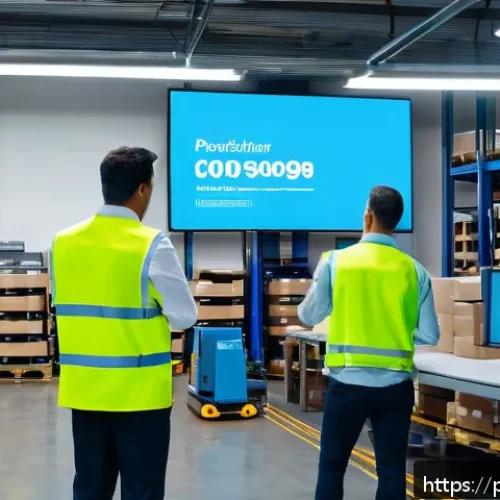 유통관리사 자격증으로 가능한 경력 개발 - A modern logistics warehouse interior showcasing a diverse team of professionals in business casual ...