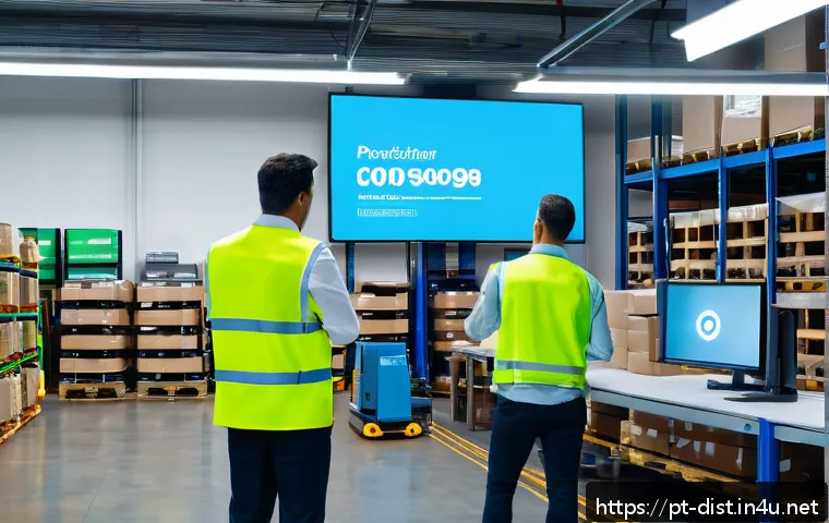 유통관리사 자격증으로 가능한 경력 개발 - A modern logistics warehouse interior showcasing a diverse team of professionals in business casual ...